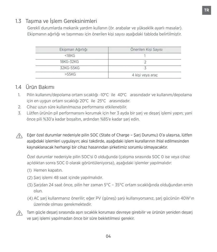 PS60K 192Wh 300W 230V 50Hz Saf Sinüs Taşınabilir Power kullanım kılavuzu — sayfa 5