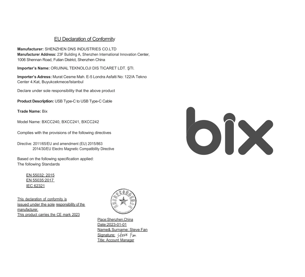 BXCC241 Type-C to Type-C 240W USB-IF Metal Kablosu kullanım kılavuzu — sayfa 3
