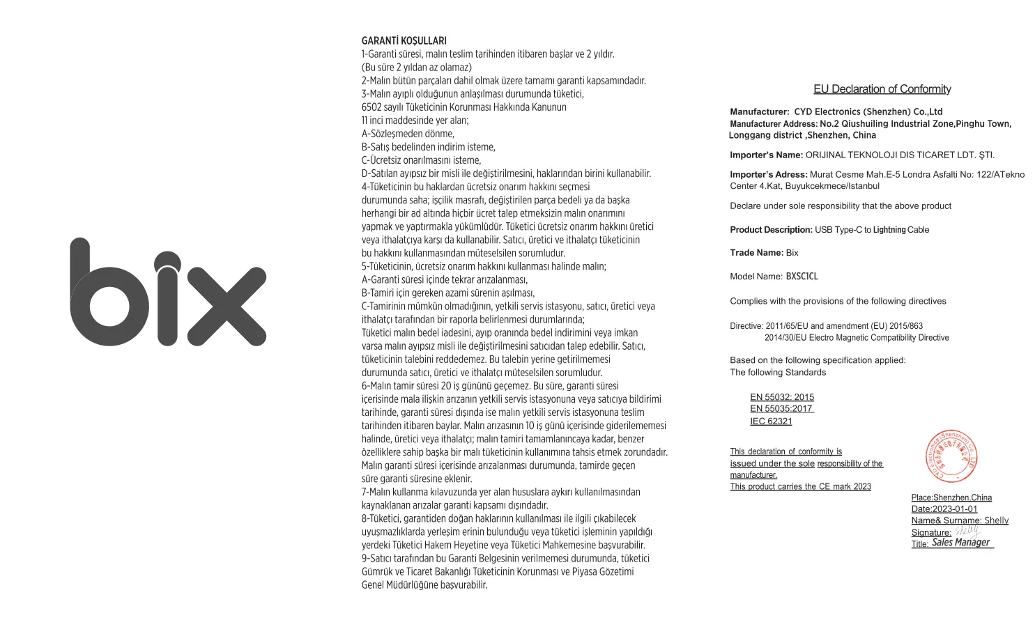 BXSC1CL 60W Type-C to Lightning Silikon Şarj ve Data kullanım kılavuzu — sayfa 2