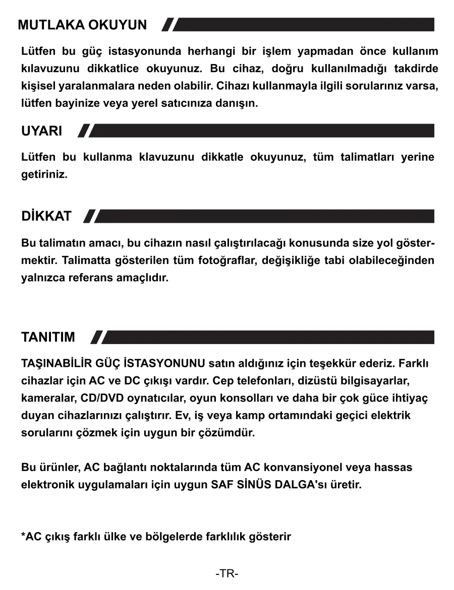 PS140K 140000mAh 518Wh 500W AC Priz, 3*USB-A, 45W kullanım kılavuzu — sayfa 2