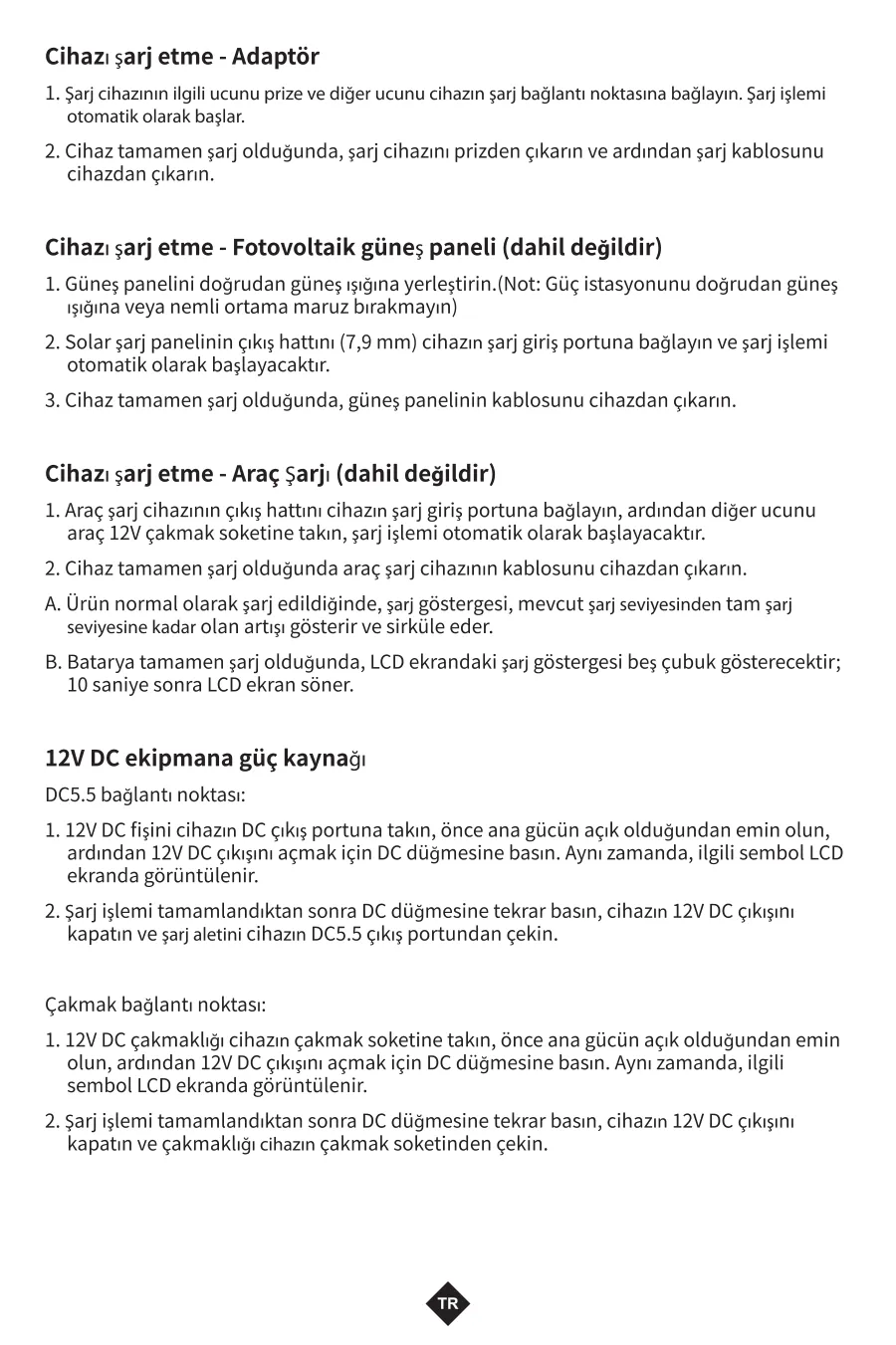 PS300K 300000mAh 1110Wh 1000W AC Priz, 3*USB-A, 100W kullanım kılavuzu — sayfa 5