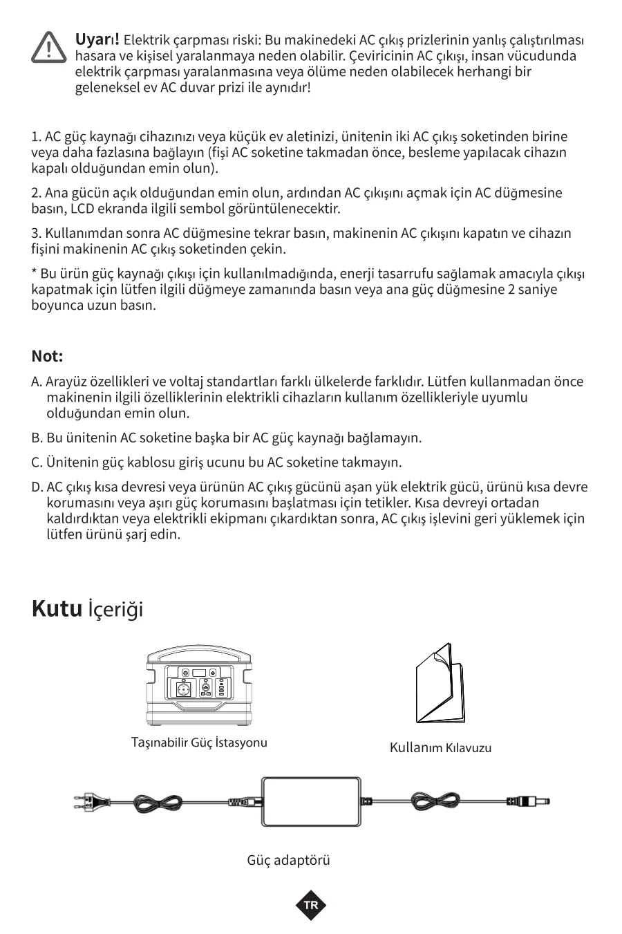PS300K 300000mAh 1110Wh 1000W AC Priz, 3*USB-A, 100W kullanım kılavuzu — sayfa 7