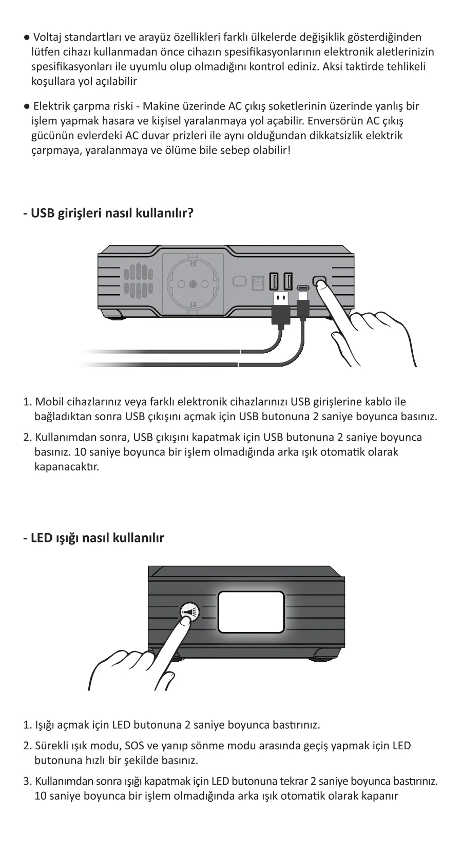 PB401 40000mAh 230V 100W AC Priz, 2*USB-A, 60W Type-C kullanım kılavuzu — sayfa 6