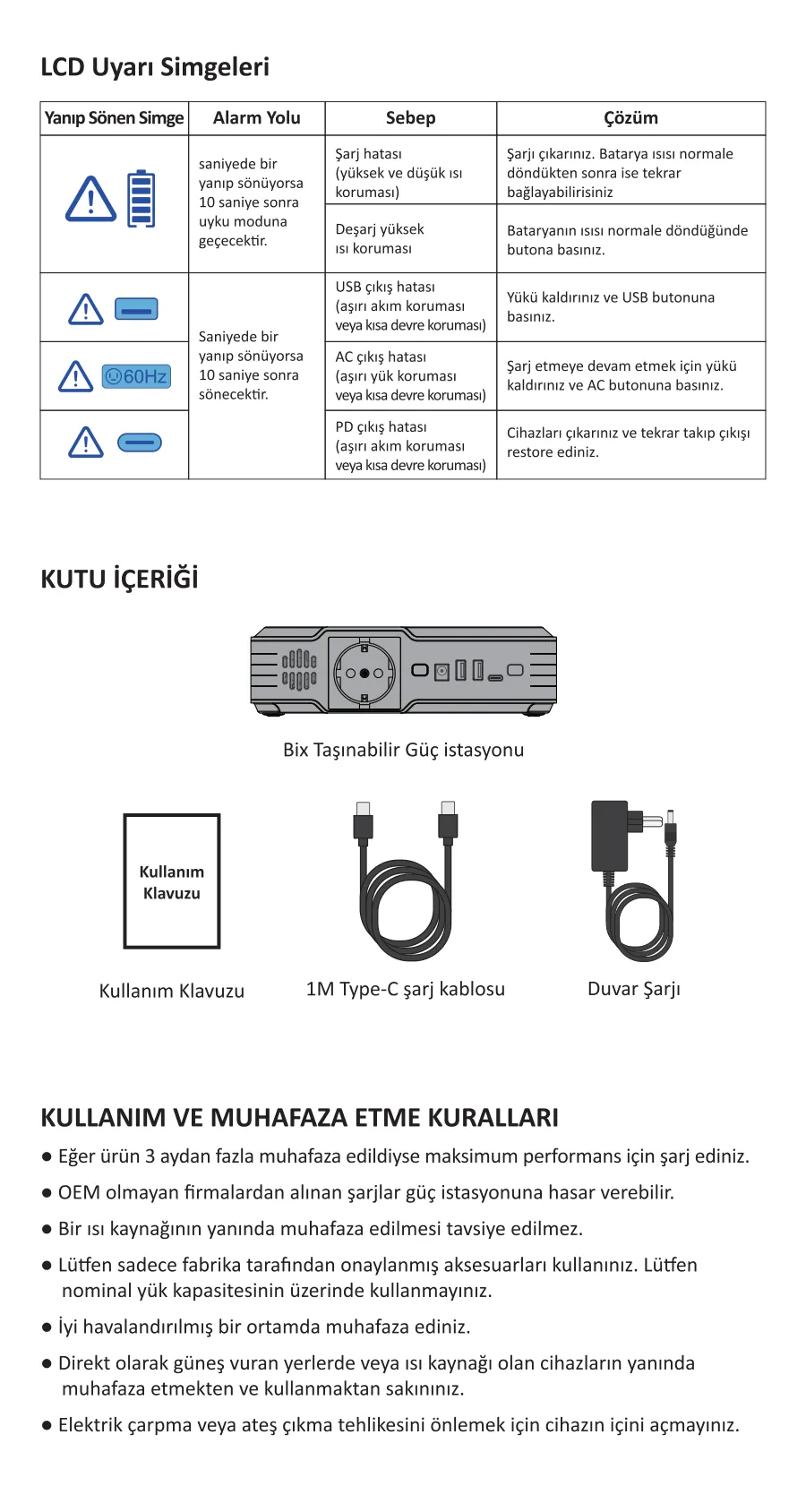 PB401 40000mAh 230V 100W AC Priz, 2*USB-A, 60W Type-C kullanım kılavuzu — sayfa 7