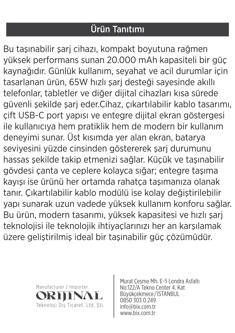 PB120 20000mAh PD 65W Cep Boyu Kompakt Tasarımlı Şarj kullanım kılavuzu — sayfa 2