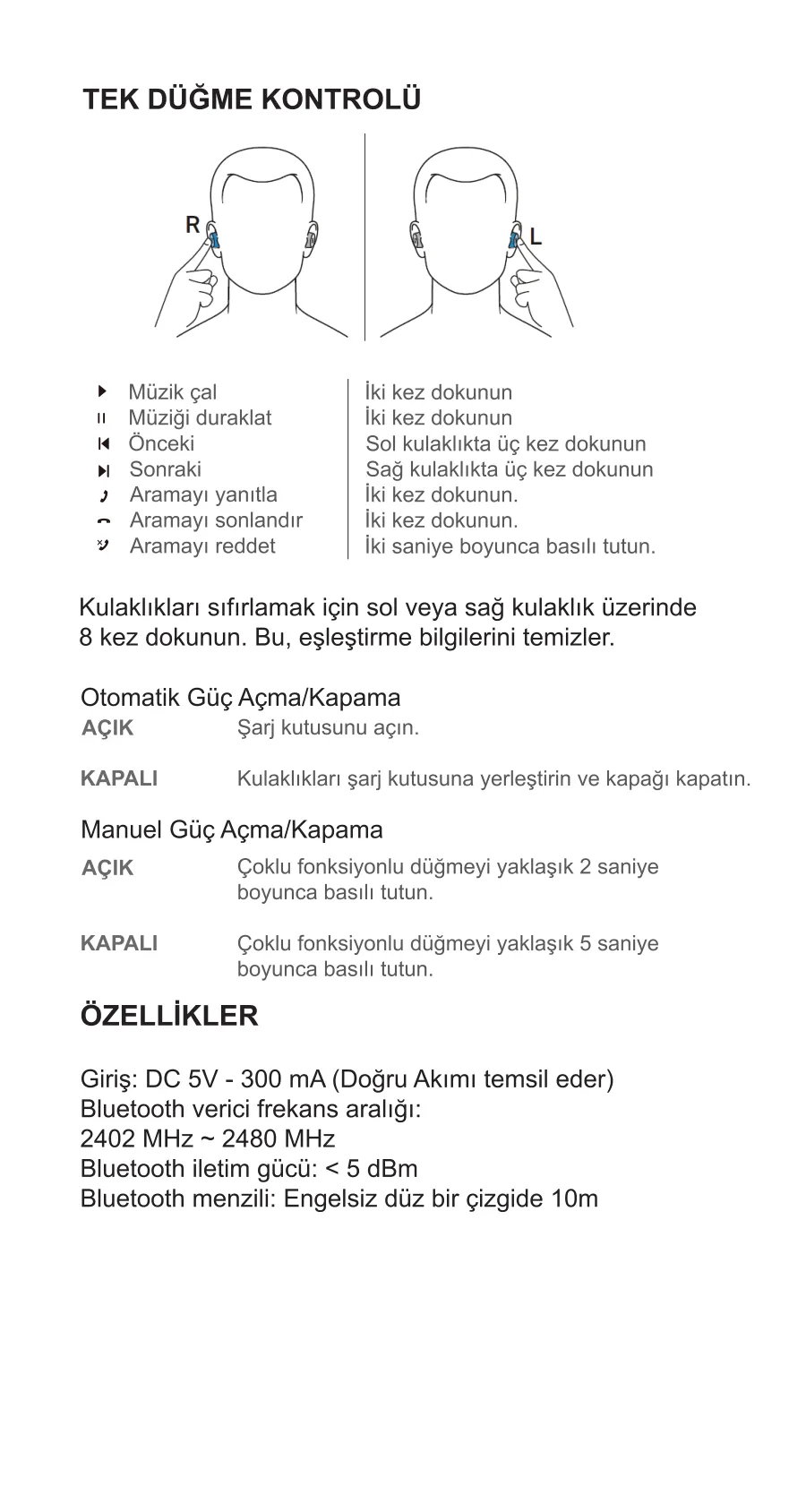 TW2 Soundcraft 13mm Dinamik Sürücülü Kulak içi Kulaklık kullanım kılavuzu — sayfa 5