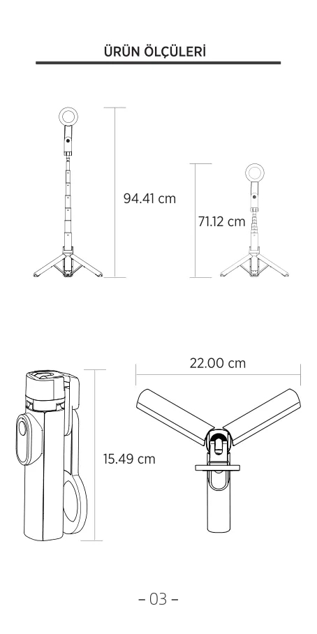BS03 MagSafe Uyumlu Manyetik Selfie Çubuğu Tripod kullanım kılavuzu — sayfa 4