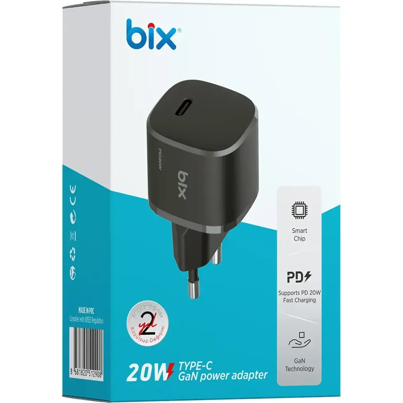 BX21G GaN 20W Type-C PD Akıllı Çip Mini Hızlı Şarj — görsel 4