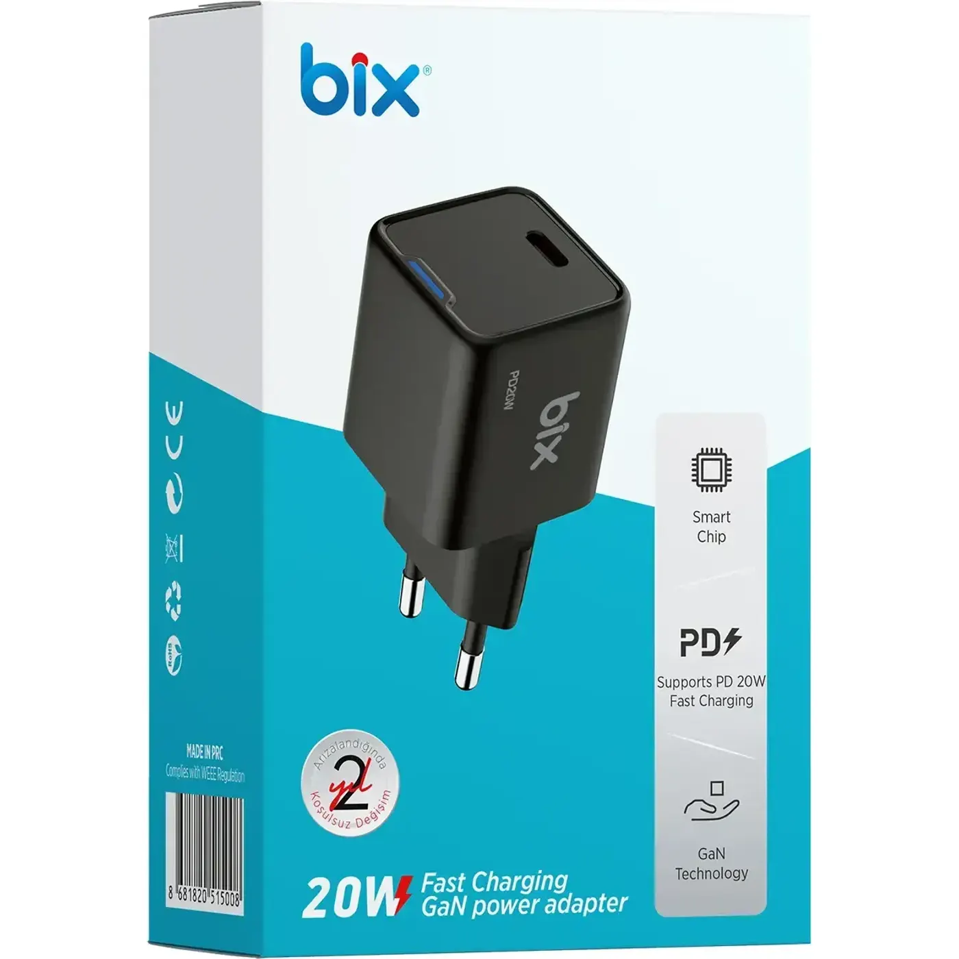 BX1P20G GaN 20W Type-C PD Akım Korumalı ve LED — görsel 6