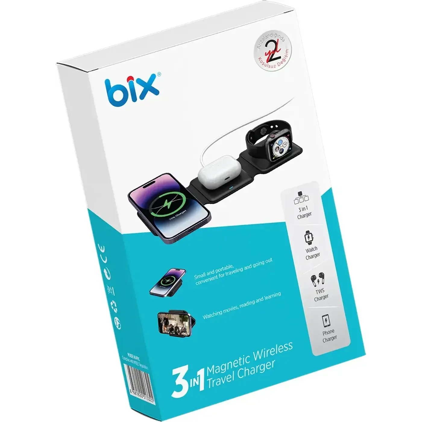 BXMW2 15W 3’ü 1 Arada iPhone Apple Watch AirPods Uyumlu — görsel 5