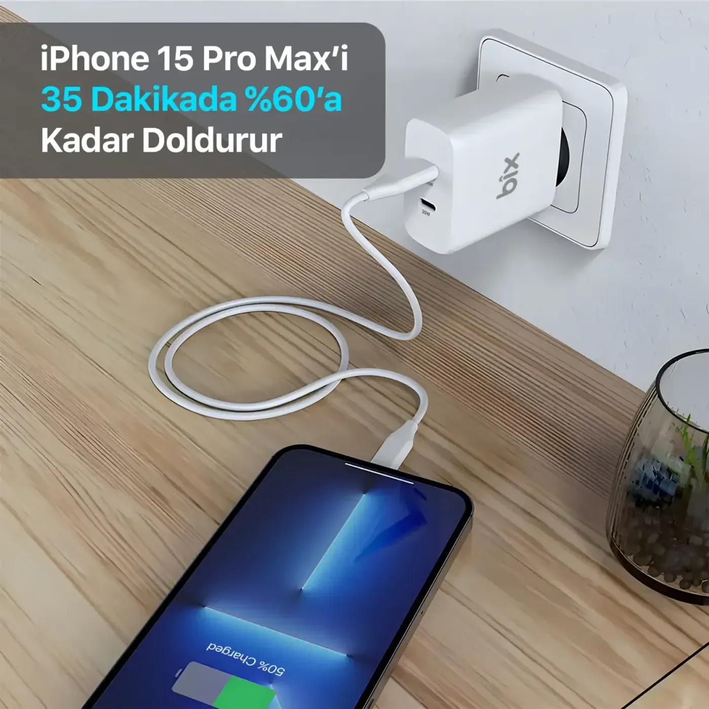 BX2P50 50W Type-C PD 3.0 Çift Çıkışlı Hızlı Şarj Cihazı — görsel 5