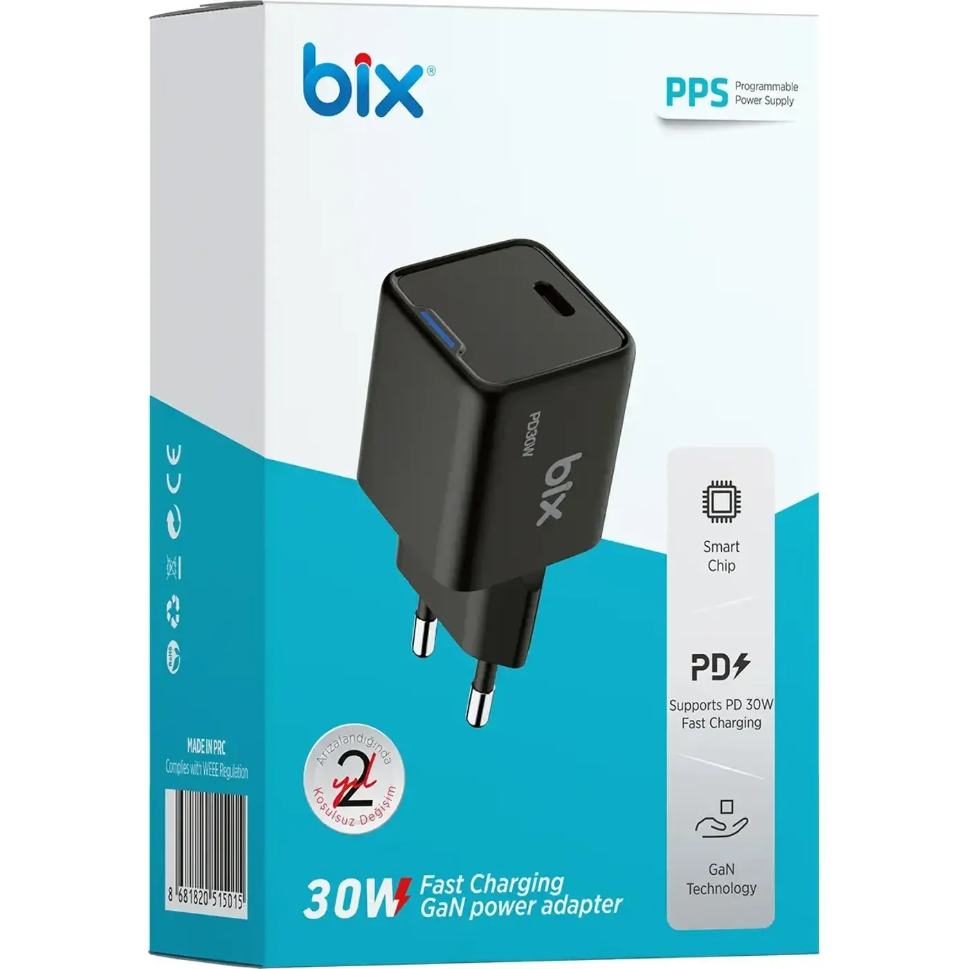 BX1P30G GaN 30W Type-C PD Akım Korumalı ve LED — görsel 4