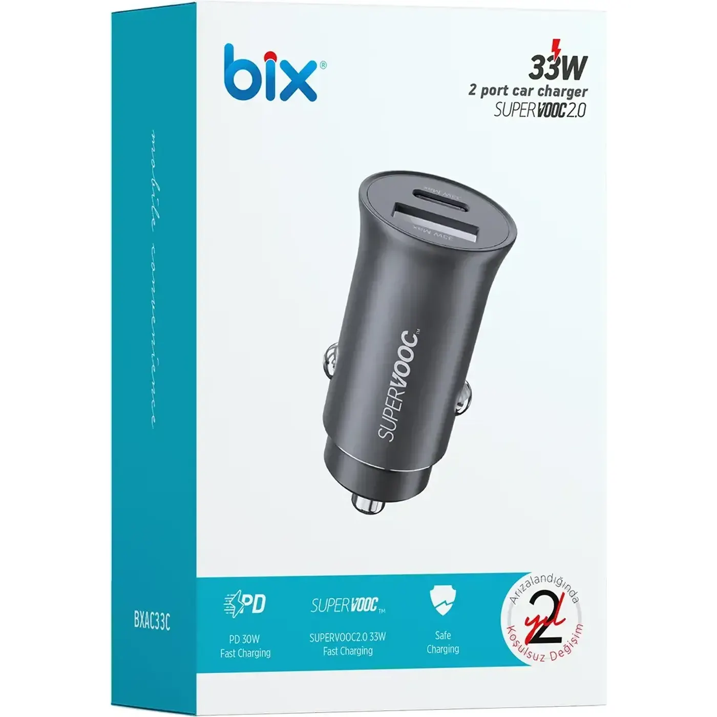 BXAC33C 33W SuperVooc 2.0 Type-C PD ve USB-A Çift Şarj — görsel 4