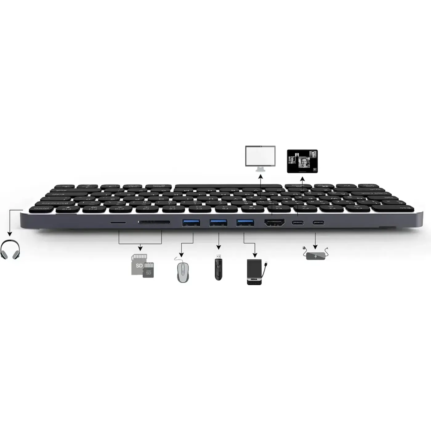 Bix BX-KEYHUB01 9'u 1 Arada Hub'lı Klavye — görsel 7