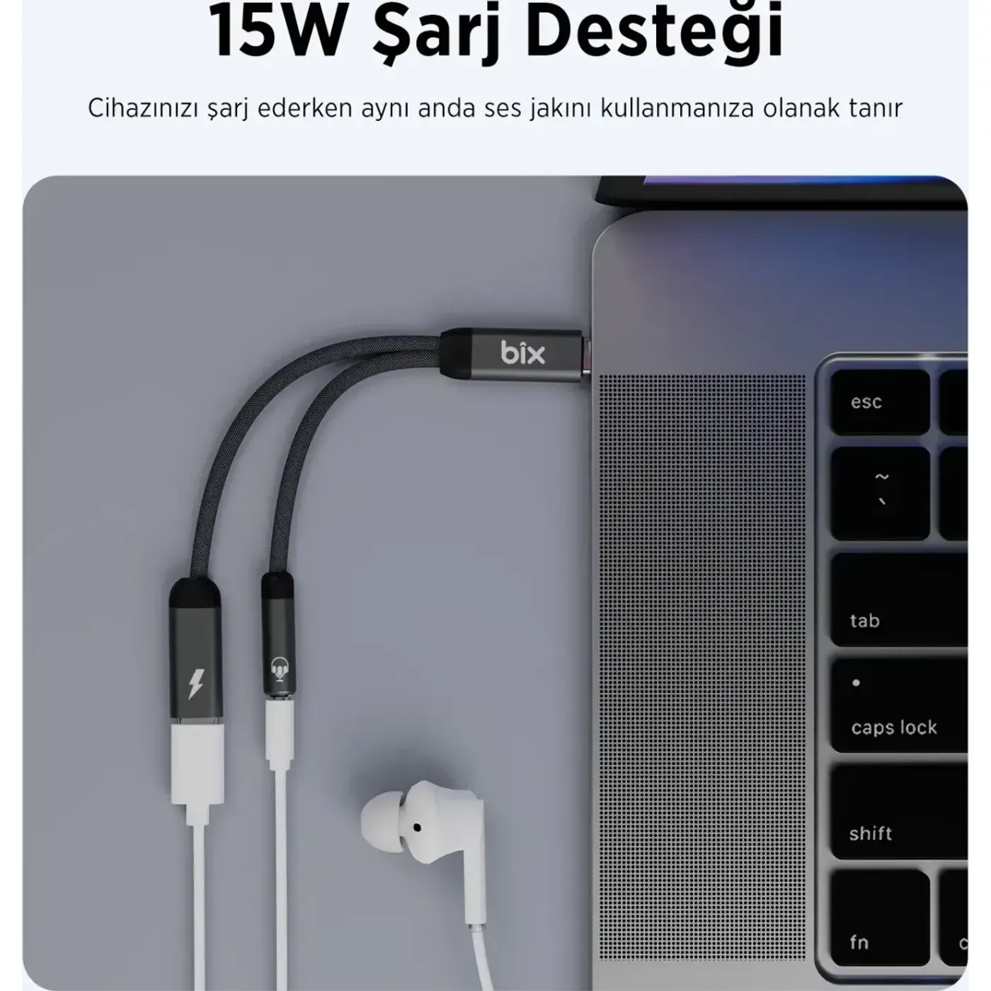 ADP-12 Type-C to 3.5mm Kulaklık ve 15W Dönüştürücü — görsel 3