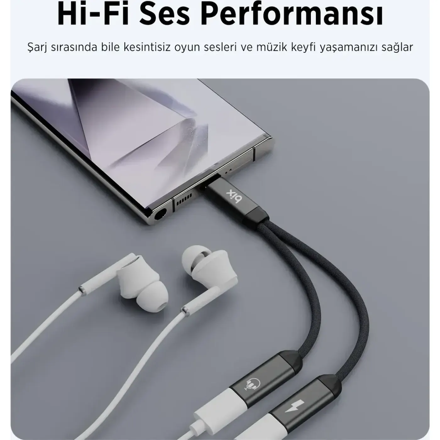 ADP-13 Type-C to Çift Type-C Kulaklık ve 15W Hızlı Şarj — görsel 5