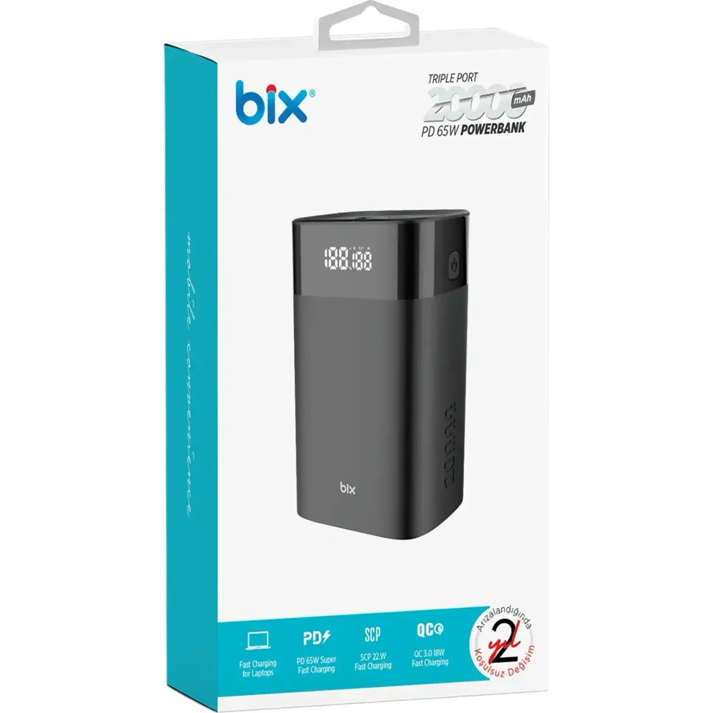 PB65W 20000mAh 65W 2*Type-C PD ve USB-A SCP Powerbank — görsel 4