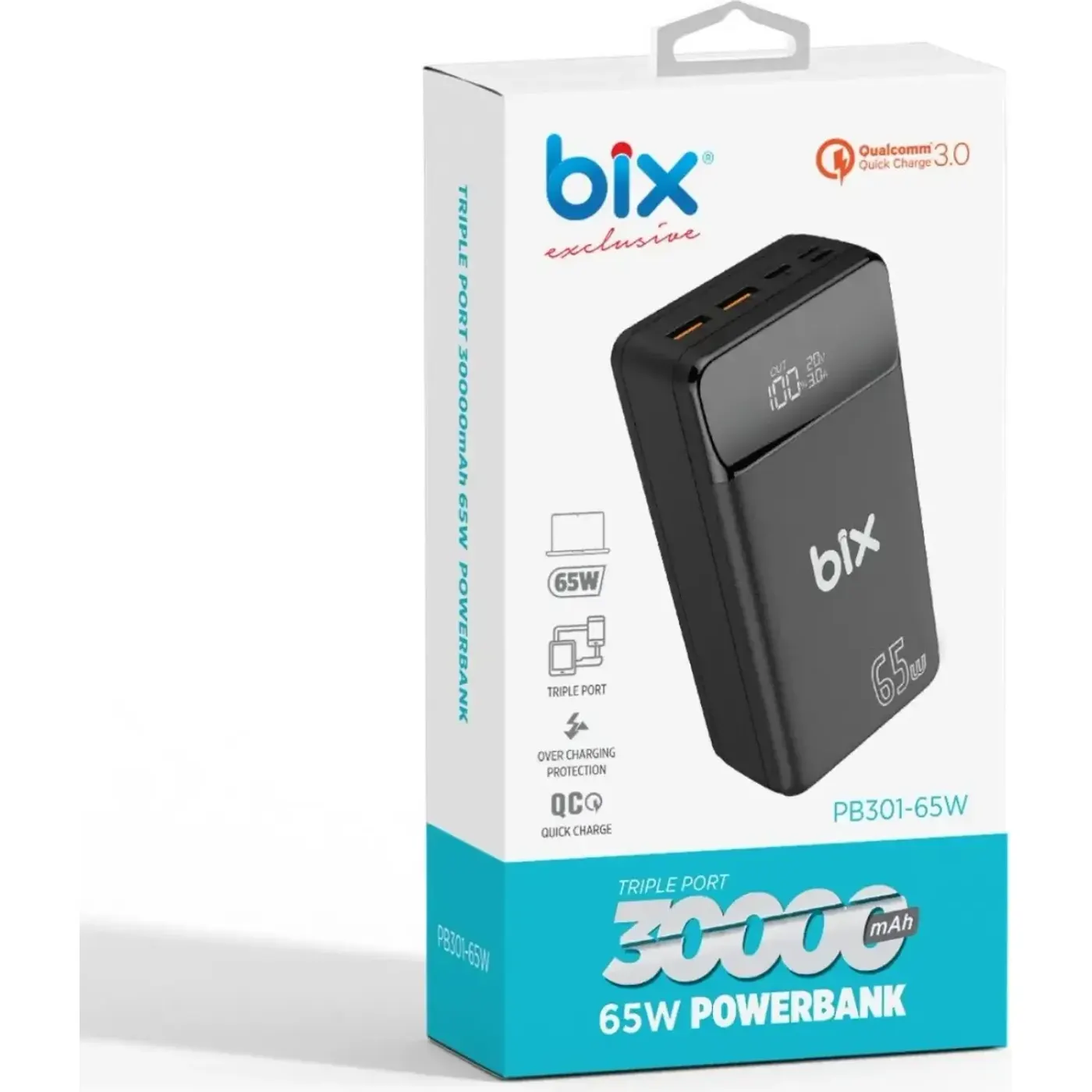 PB301 65W 30000mAh Üç Çıkışlı 65W QC 3.0 Powerbank — görsel 4