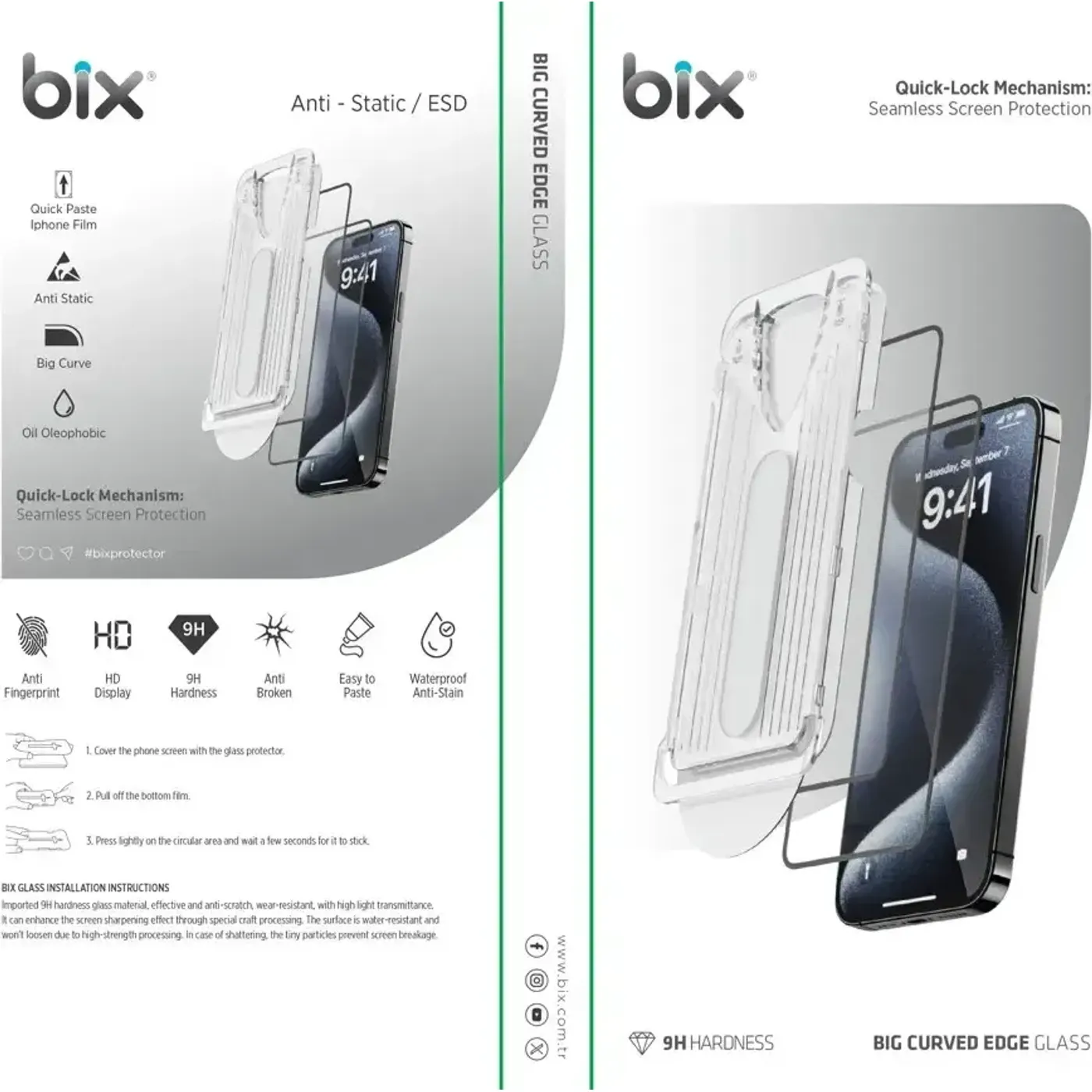 Bix Big Curved Edge Glass – Mekanizmalı Ekran Koruyucu — görsel 2