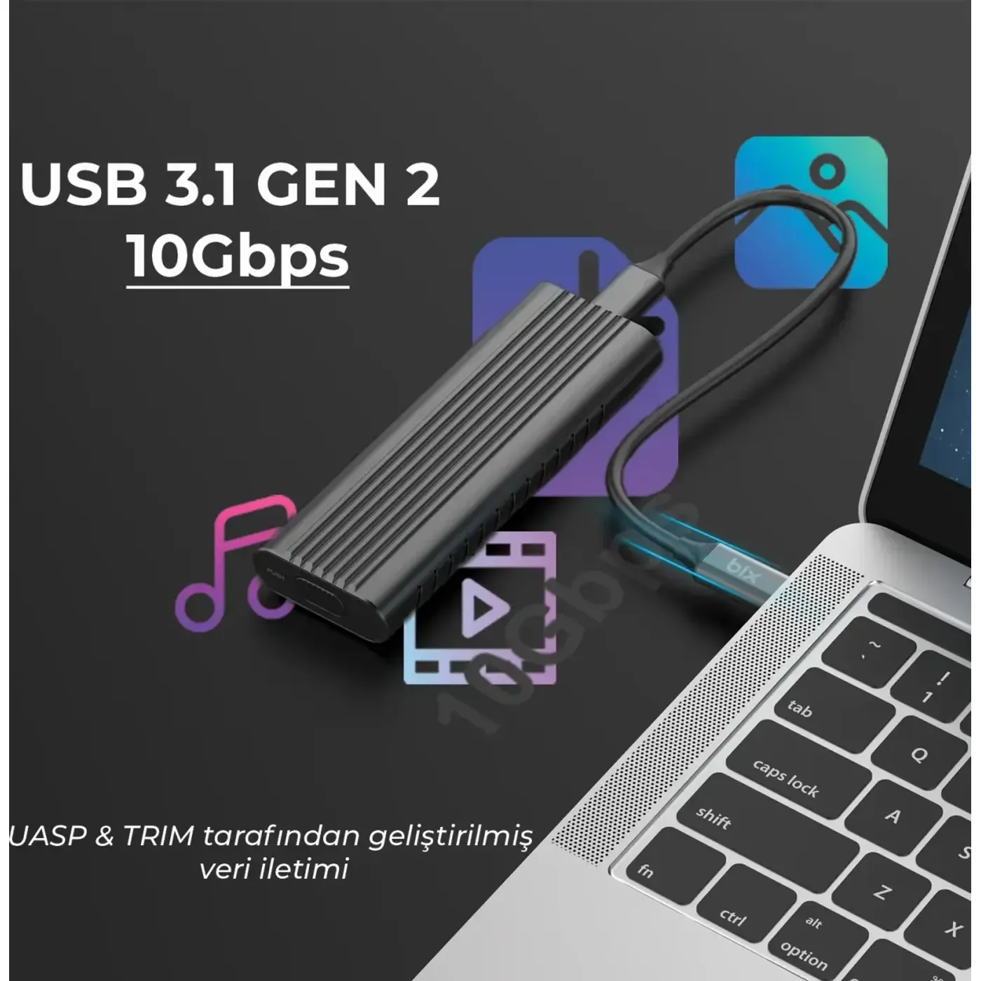 BX05HD USB 3.1 Gen2 10Gbps Yüksek Hızlı Disk Kutusu — görsel 3