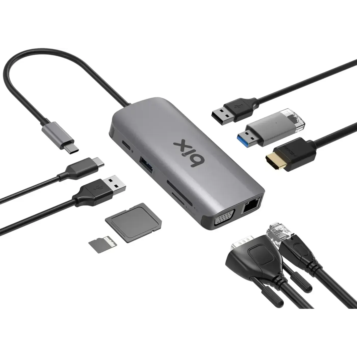 BX17HB Type-C to Gigabit Ethernet HDMI PD USB 3.2 Micro
