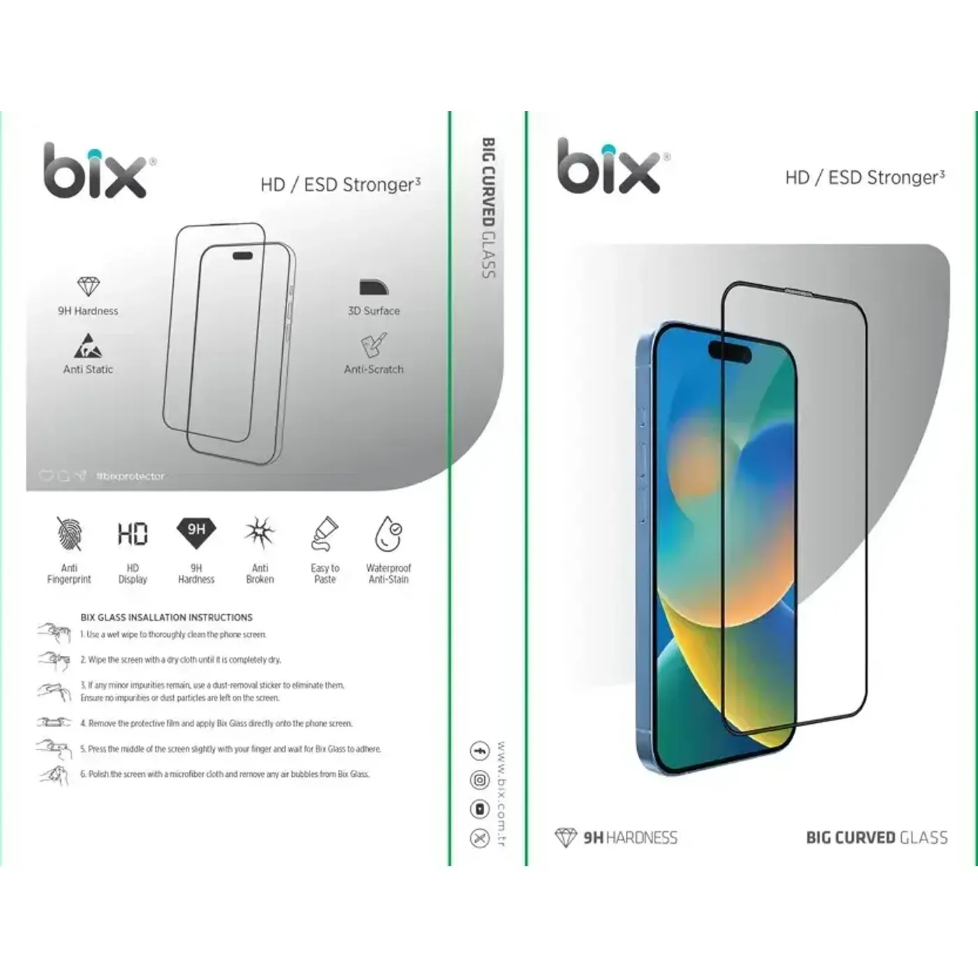 Bix HD/ESD Stronger³ Big Curved Glass 9H Sertlik, 3D — görsel 2