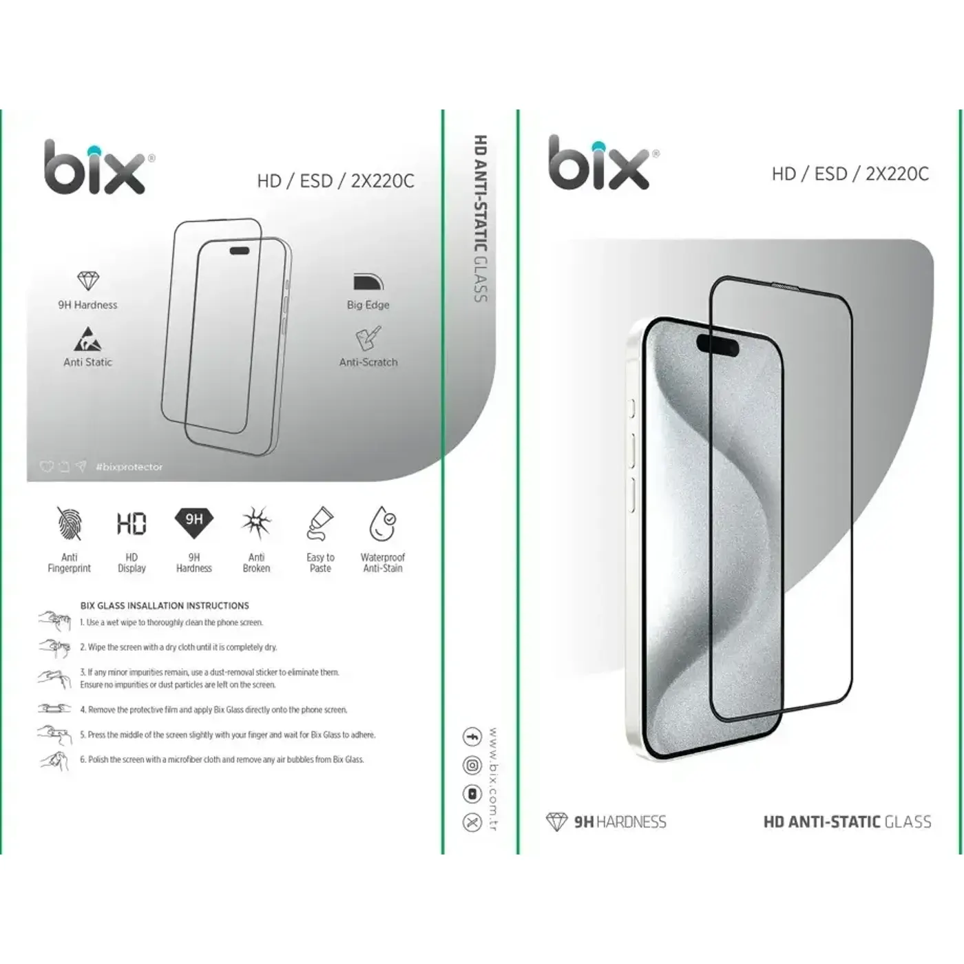 Bix HD/ESD 2X220C Big Edge Tasarımlı 9H Ekran Koruyucu — görsel 2