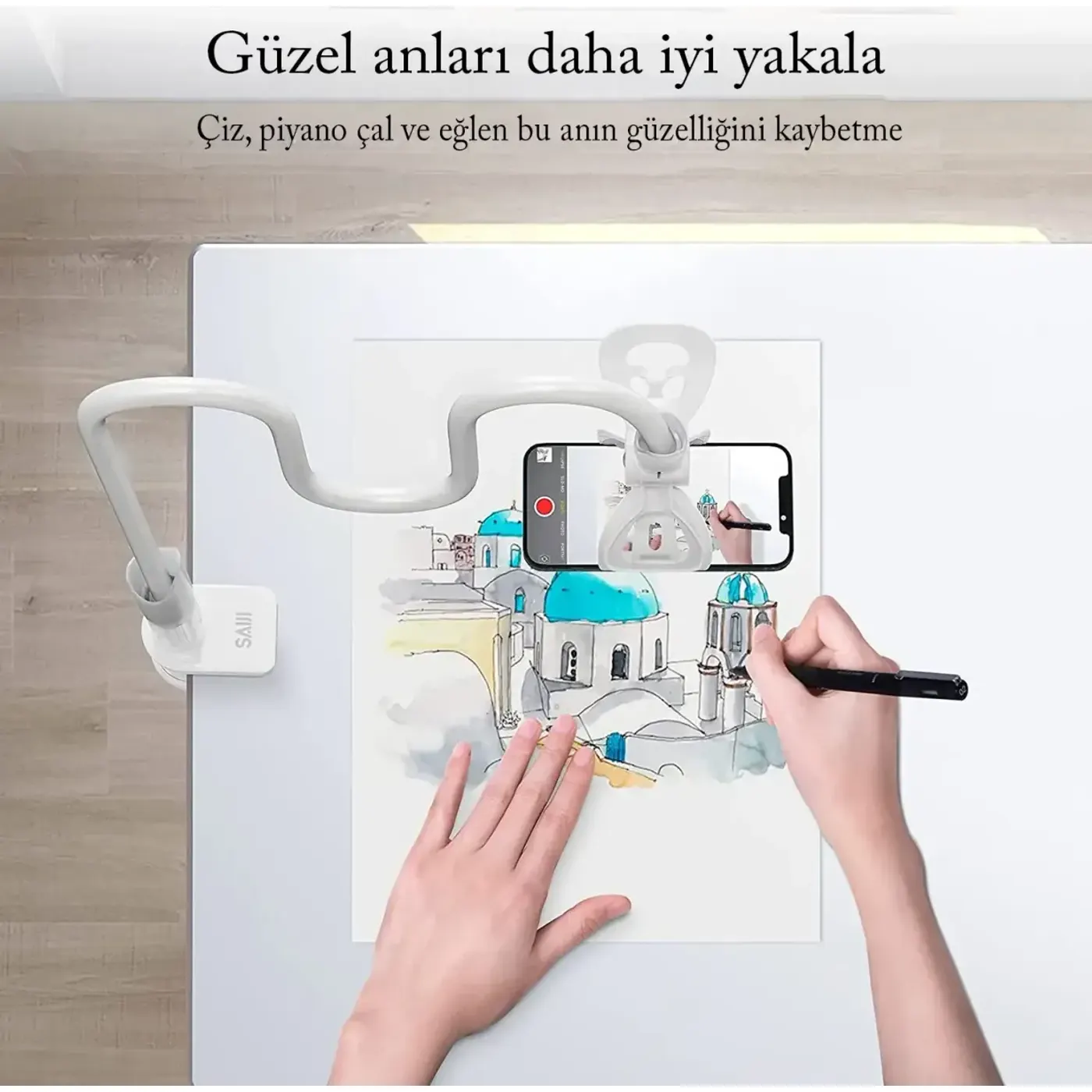 Bix Saiji IVY-85 Akrobat Esnek Telefon Tutucu Beyaz — görsel 6