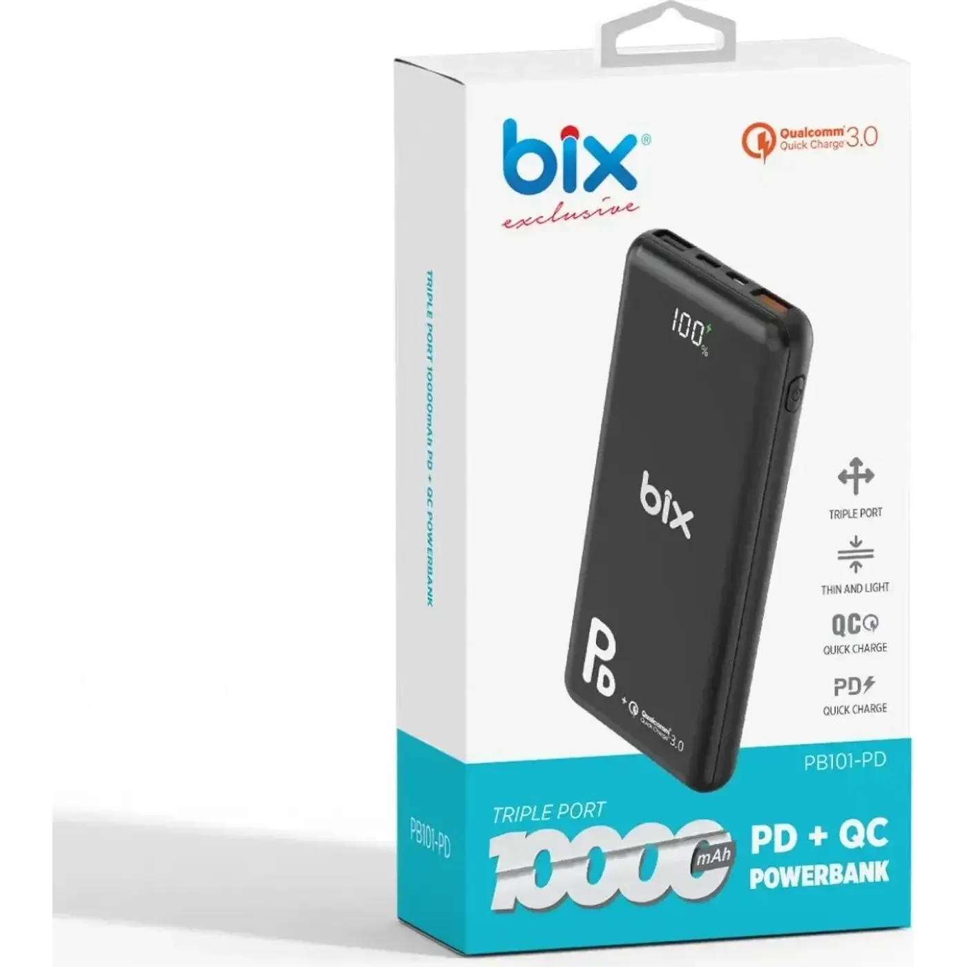 PB101-PD 18W Üç Çıkışlı PD QC 3.0 10000 mAh Powerbank — görsel 4