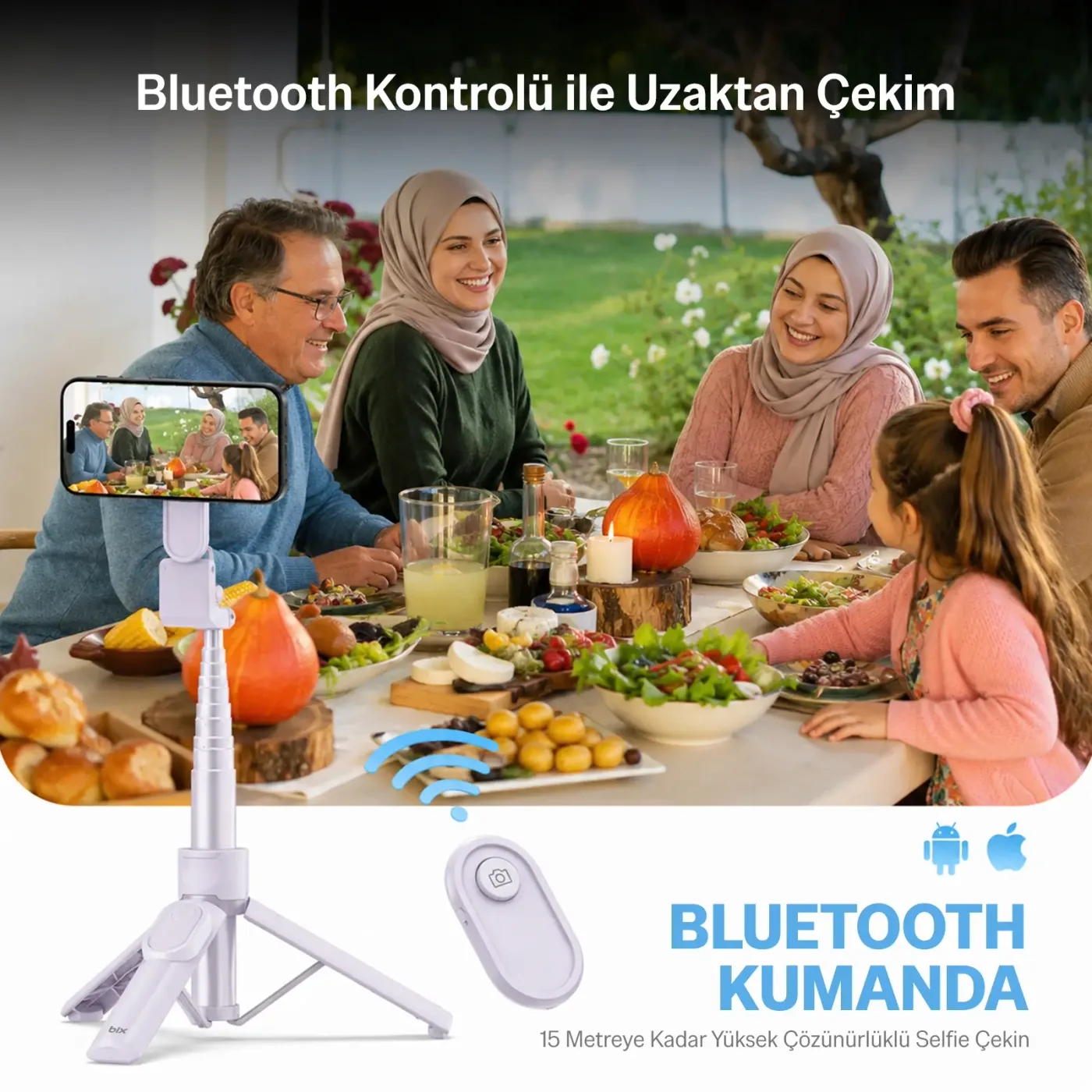 BS03 MagSafe Uyumlu Manyetik Selfie Çubuğu Tripod — görsel 4