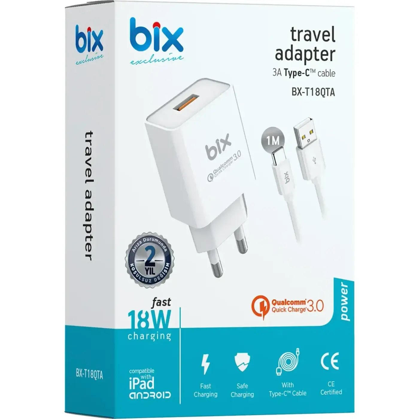 BX-T18QTA 18W Qualcomm Hızlı Şarj Aleti ve Type-C Şarj — görsel 4