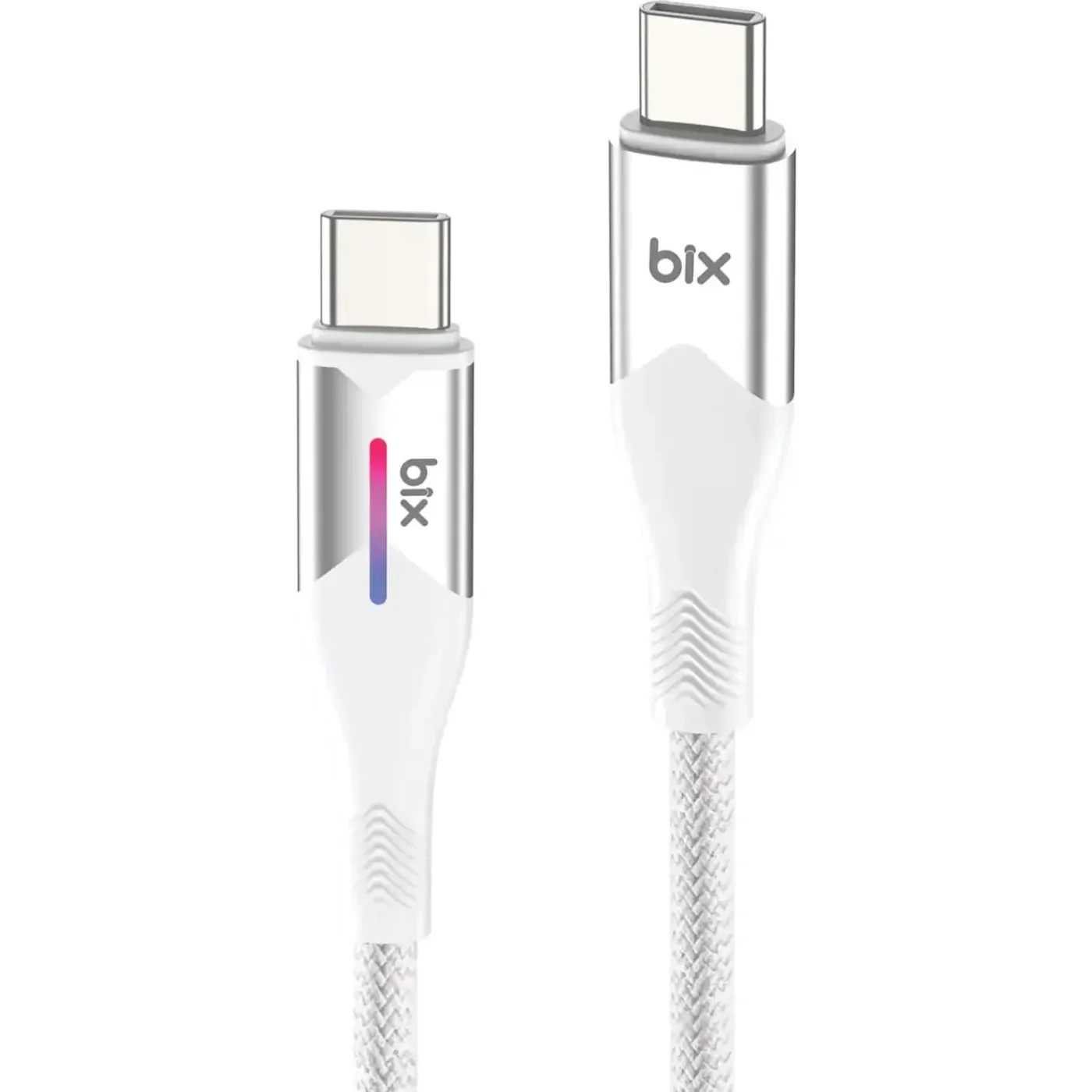 BX05CC Type-C to Type-C 60W Örgülü LED Işıklı Şarj