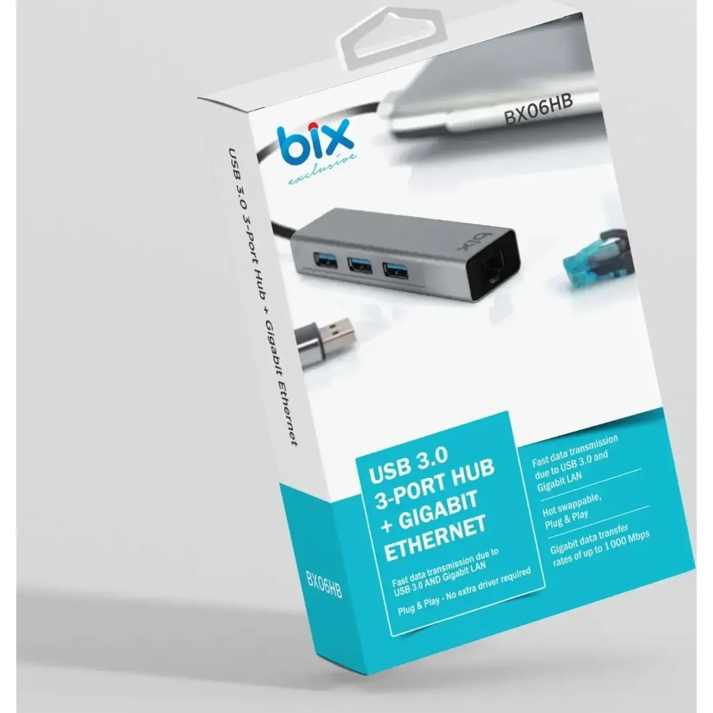 BX06HB USB 3.0 Gigabit Ethernet 3 Portlu Çoklayıcı Hub — görsel 5
