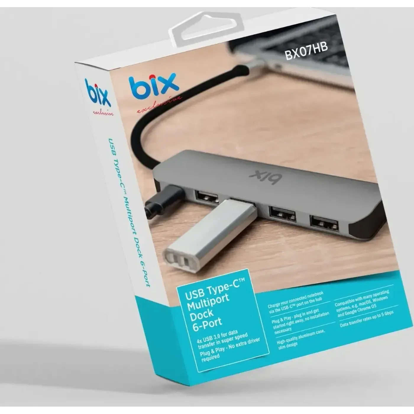 BX07HB Type-C PD 4 Portlu USB 3.0 Dönüştürücü Hub — görsel 4