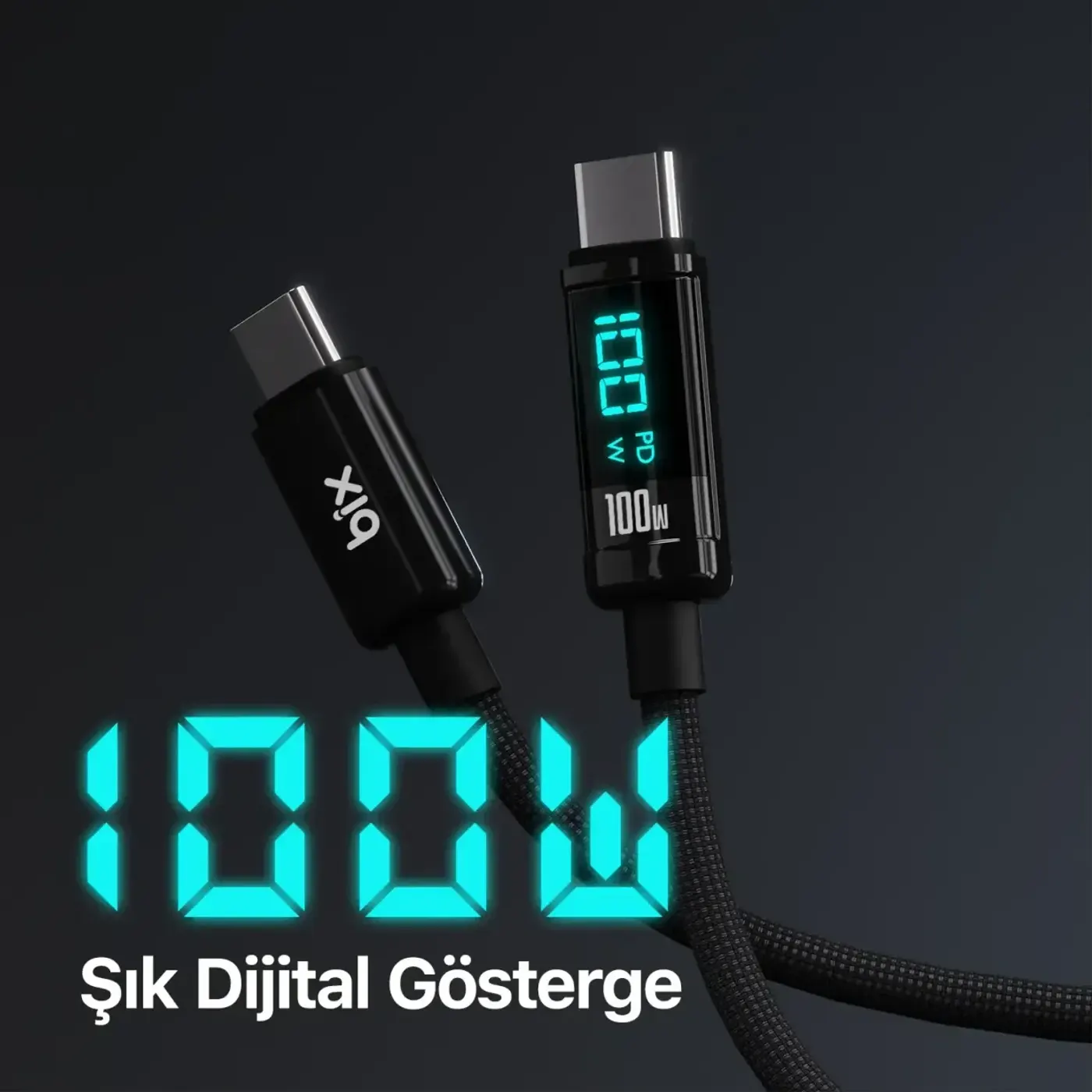 BX09CC Type-C to Type-C 100W 480Mbps E-Marker Kablosu — görsel 3