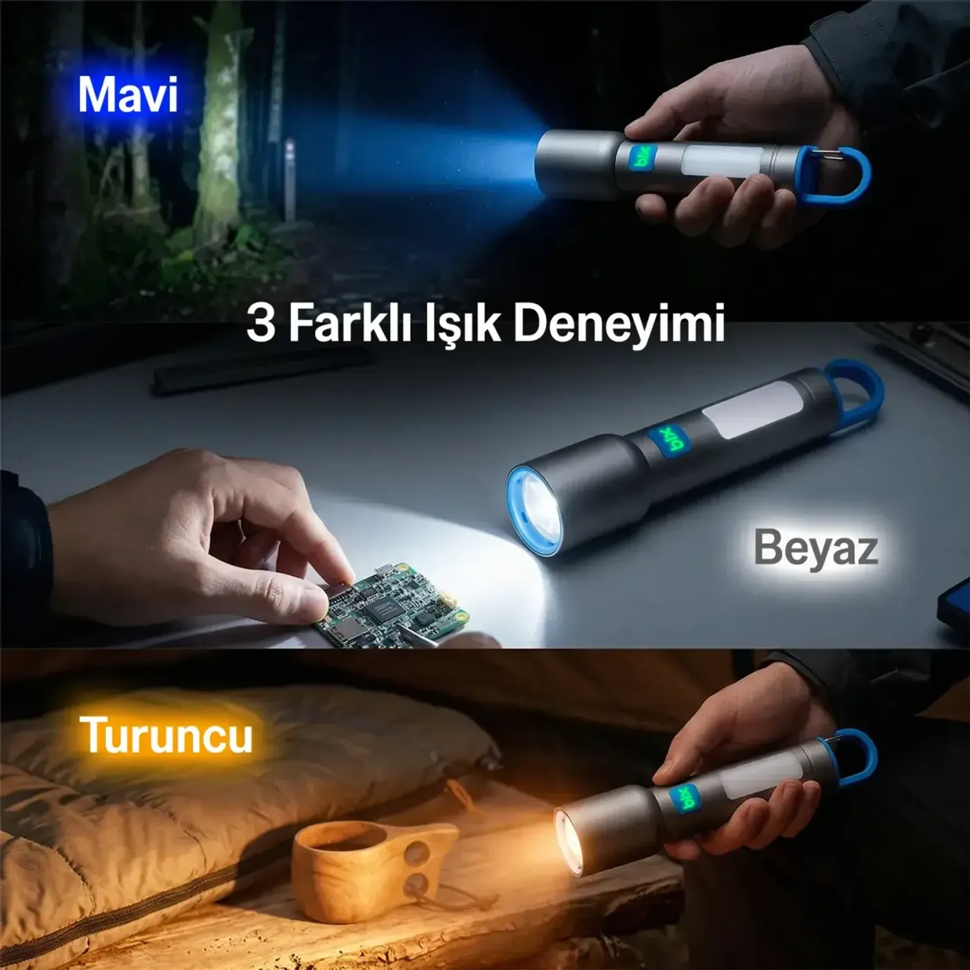 Bix BX1010FL 3 Renk LED El Feneri 500 Lümen — görsel 4