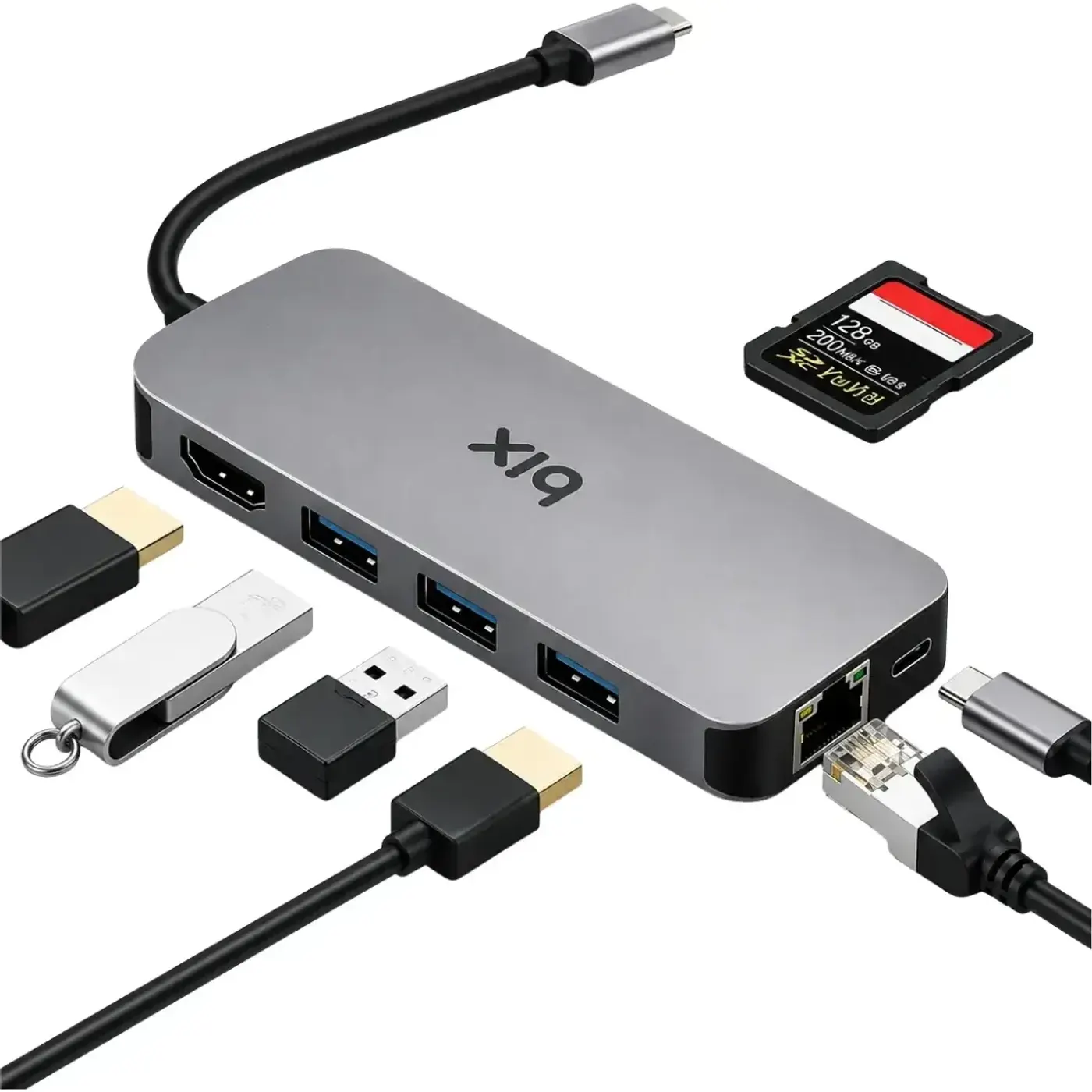 BX10HB Type-C Kart Okuyucu HDMI Ethernet USB