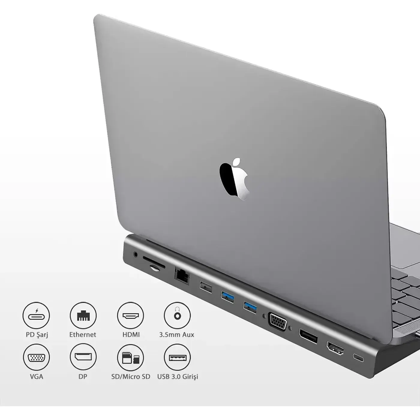 BX12HB 11’i 1 Arada Type-C Çok Portlu Laptop SD/SD+USB — görsel 3