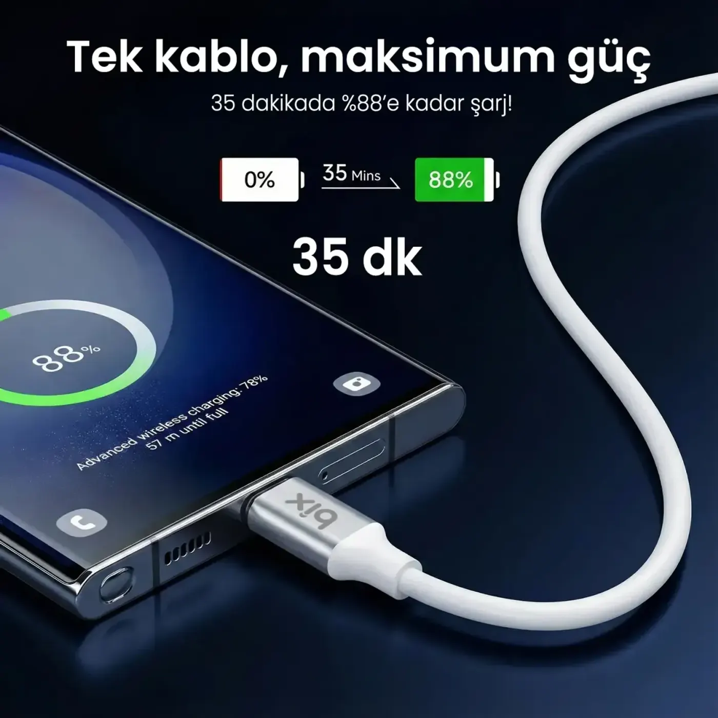 BX200CC 100W 5Gbps E-Mark Çipli Type-C to Kablosu — görsel 5
