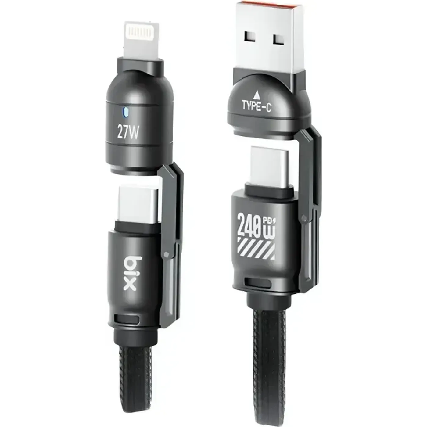 BX5IN1C 240W PD Hızlı Şarj ve Data Kablosu – USB-A — görsel 2
