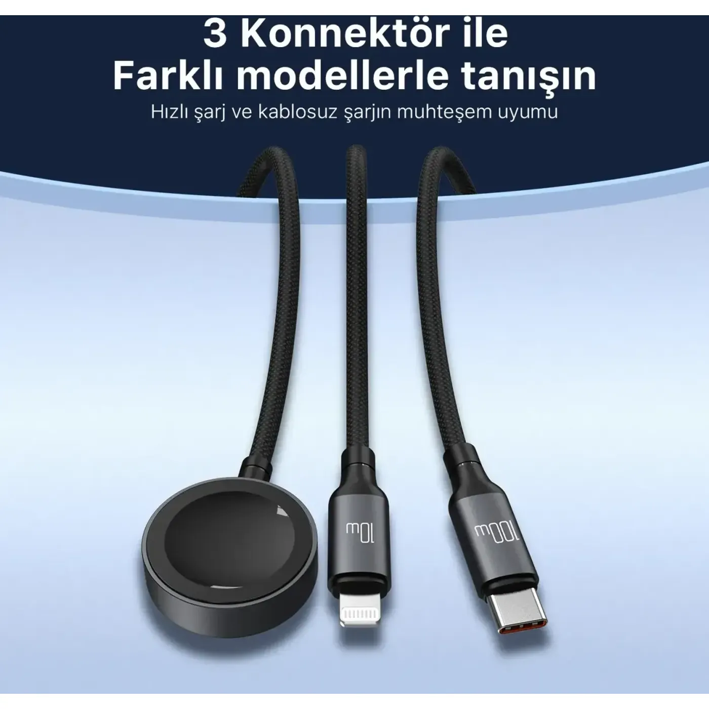BXA3W1 100W Type-C, Lightning ve Apple Watch için 3’ü 1 — görsel 3