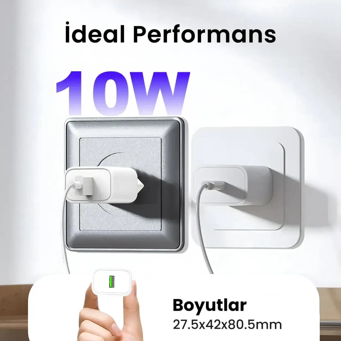 BXAC10 10W 5V 2.1A USB-A Akıllı Çipli ve Kısa Şarj — görsel 3