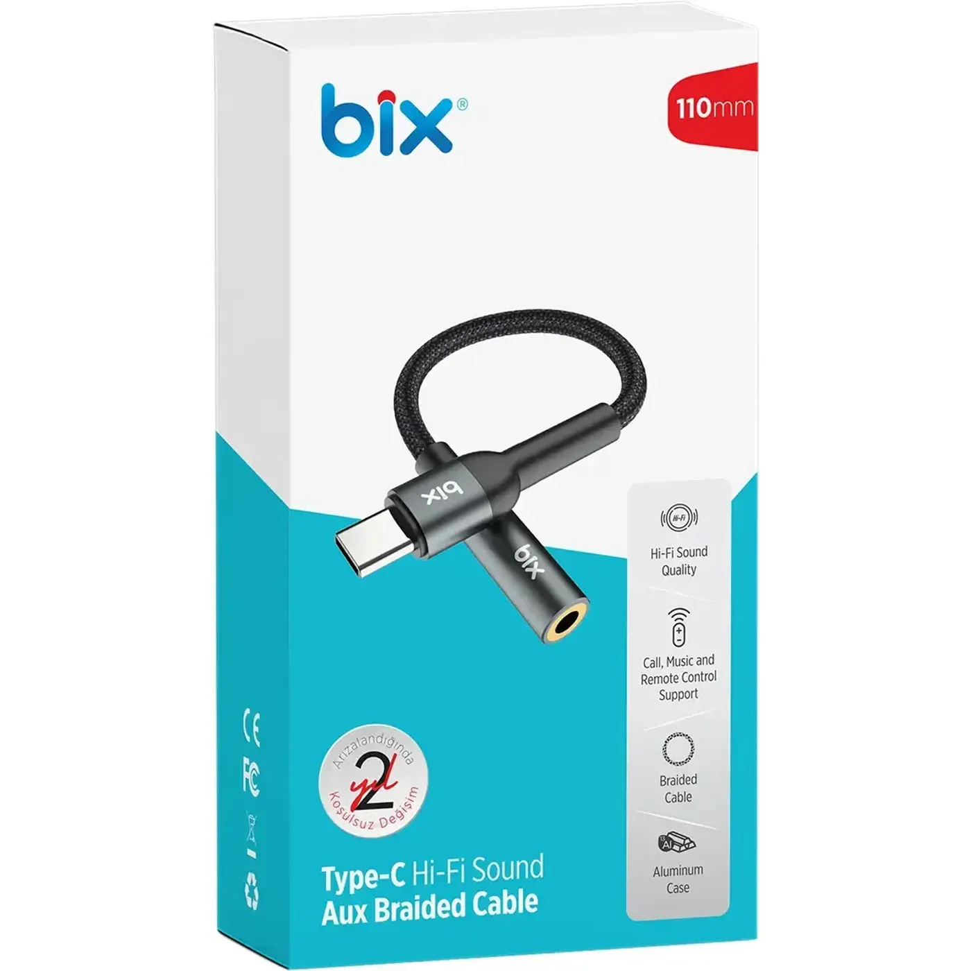 BXAU2C Hi-Fi Type-C 3.5mm Kulaklık Dönüştürücü Kablo — görsel 4