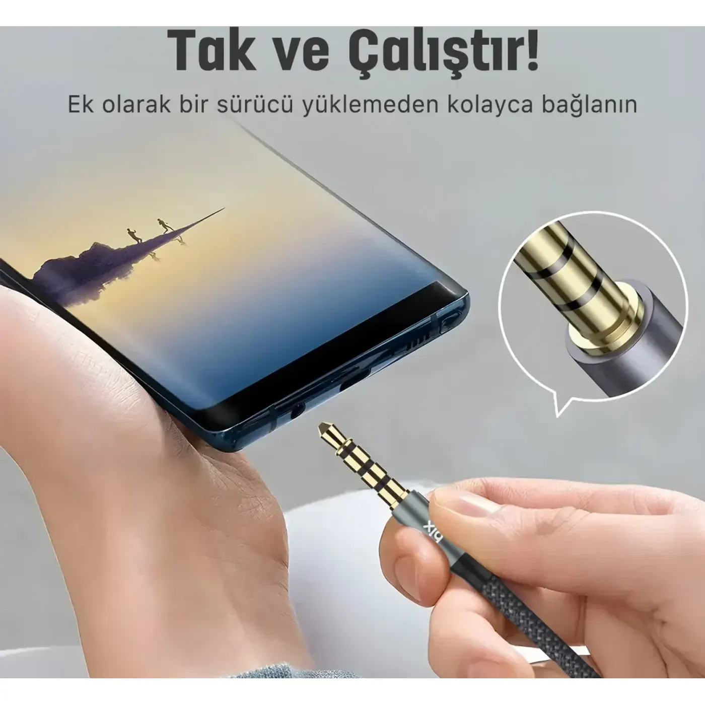 BXAU3C Hi-Fi 3.5mm Erkek to Erkek Örgülü Aux Ses — görsel 3