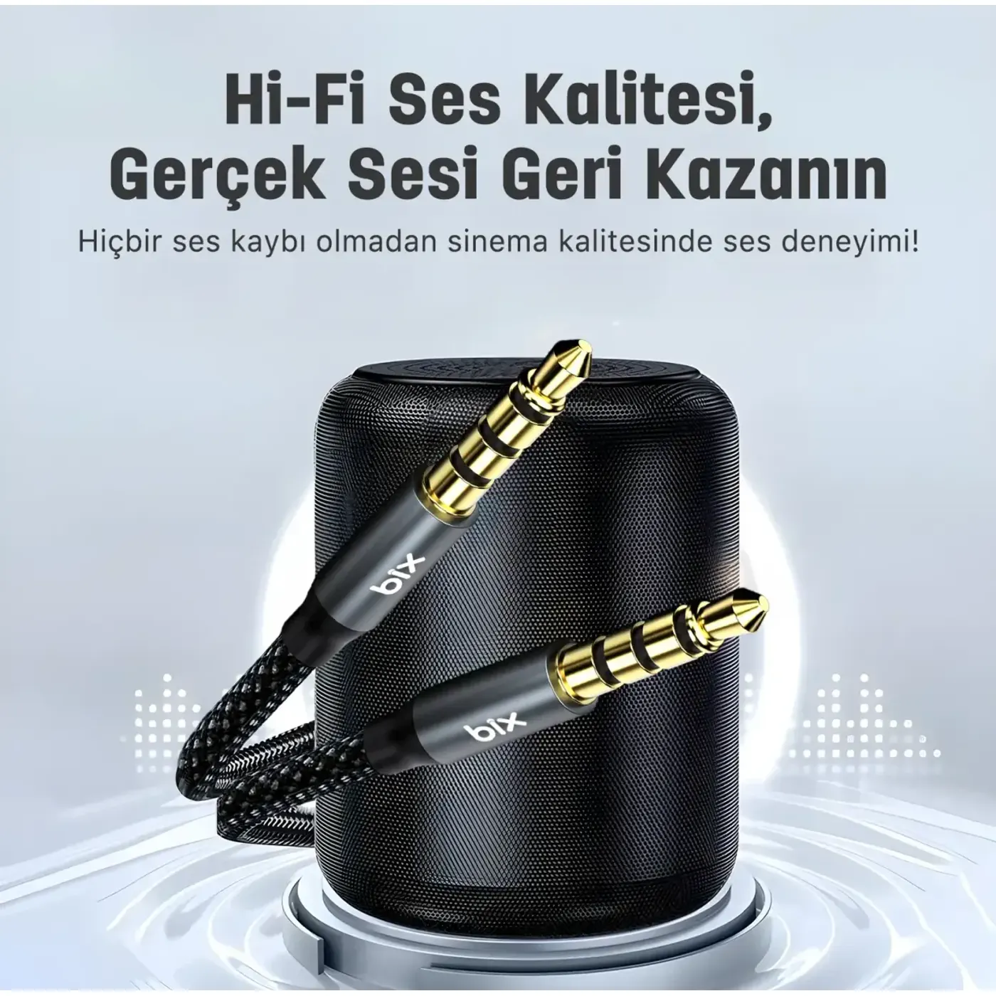 BXAU3C Hi-Fi 3.5mm Erkek to Erkek Örgülü Aux Ses — görsel 4
