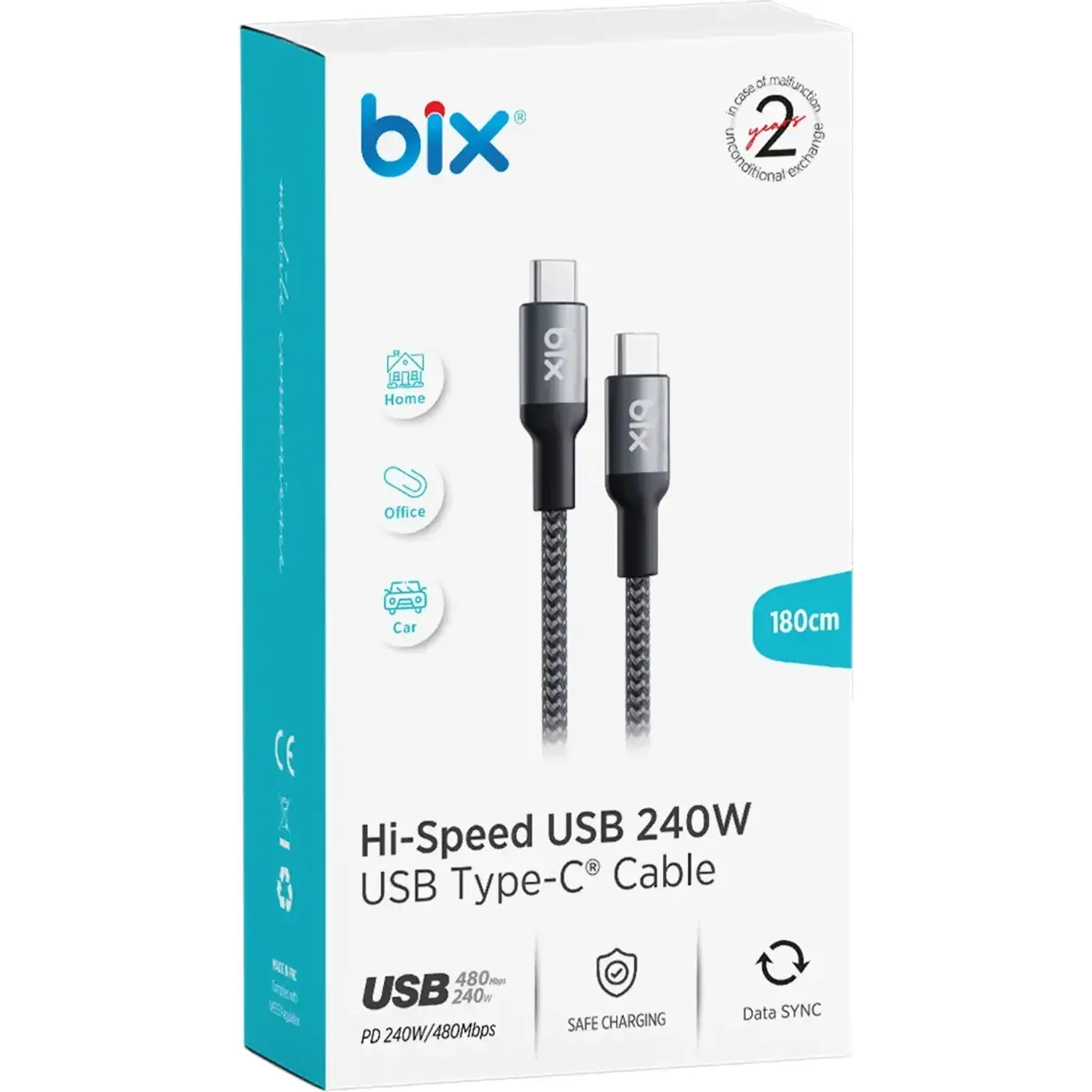 BXCC241 Type-C to Type-C 240W USB-IF Metal Kablosu — görsel 4