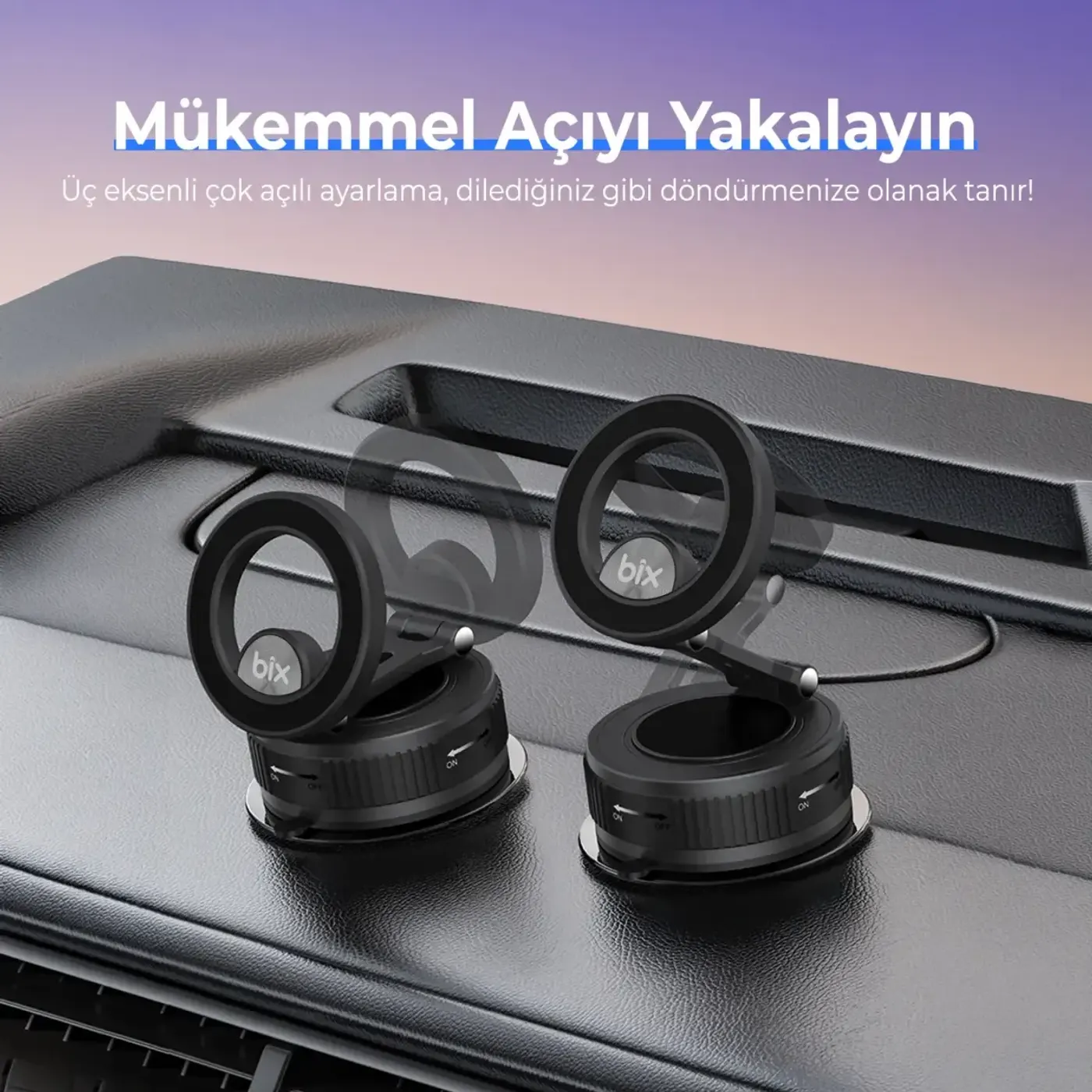 BXCH12 360° Derece Dönebilen Vakumlu Telefon Tutucu — görsel 5
