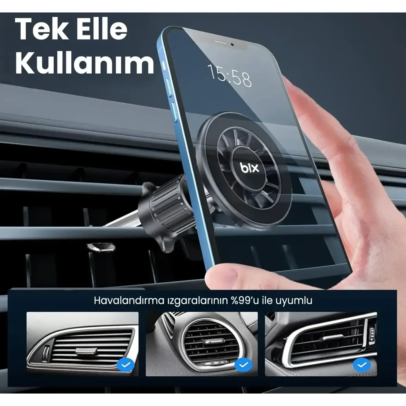 BXCH13 360° Ayarlanabilir Hava Menfezi için Metal — görsel 2