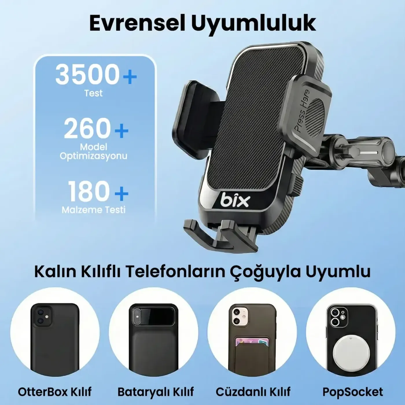 BXCH15 Uzayabilen ve Ayarlanabilir Cam Telefon Tutucu — görsel 5