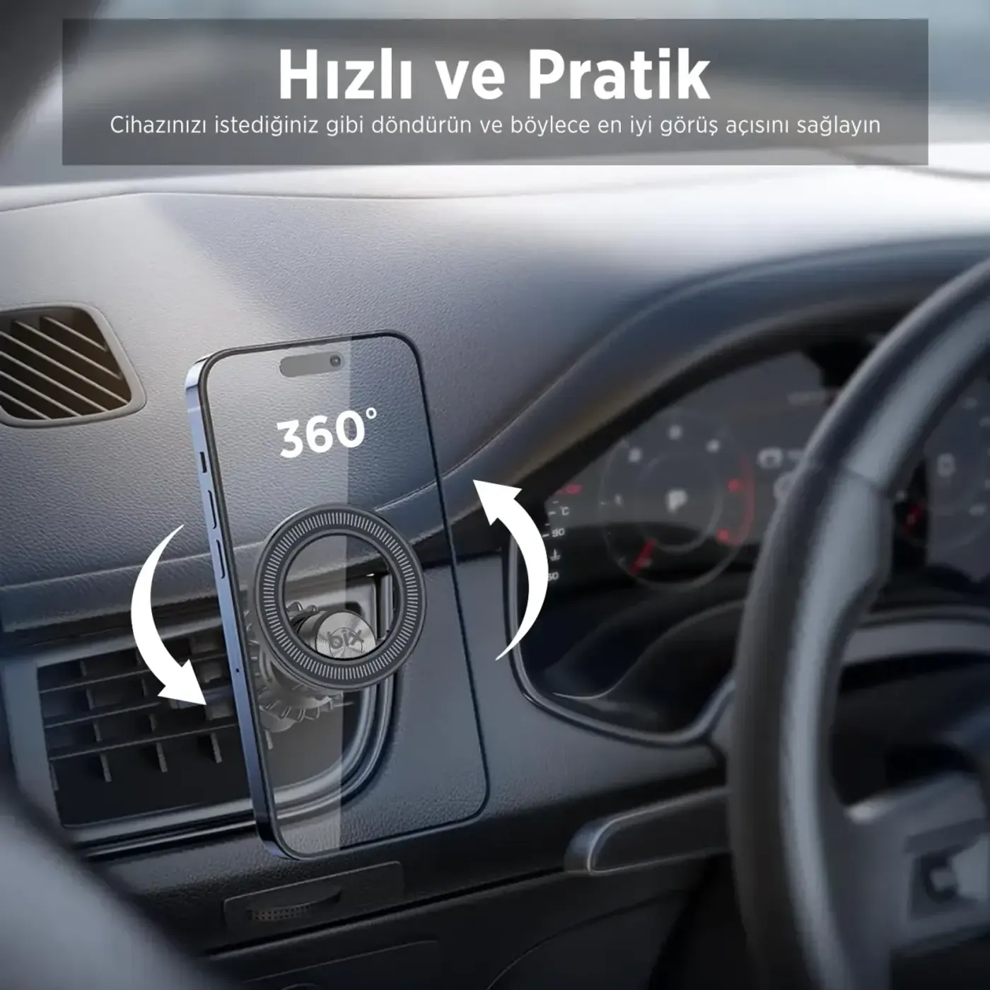 BXCH8 MagLock Manyetik Araç İçi Telefon Tutucu – 360° — görsel 5
